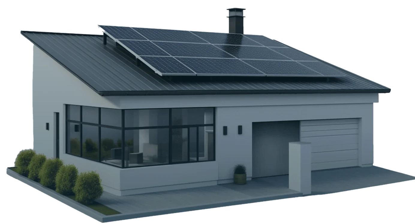 Modern home with solar panels on the roof